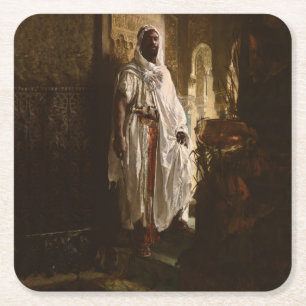 Moors hoofd Afrikaanse kunst schilderij portret Vierkante Kartonnen Onderzetter