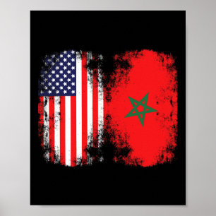 Moorse Amerikaanse Marokkaanse Vlag Marokkaanse Vo Poster