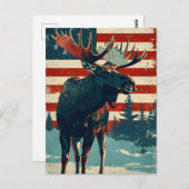 Moose Amerikaanse vlag  Briefkaart (Voorkant / Achterkant)