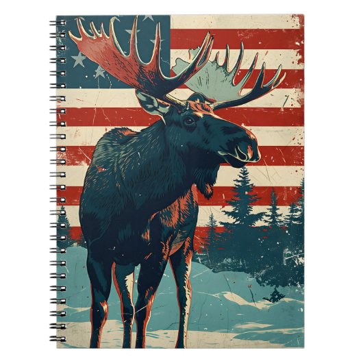 Moose Amerikaanse vlag  Notitieboek (Voorkant)