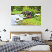 Moose And Calf Colorado River Canvas Afdruk (Insitu (Slaapkamer))