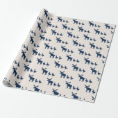 Moose and Ducks Patroon Marine Blauw Cadeaupapier (Uitgerold)