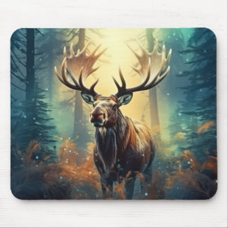 Moose Animal Wildlife Wilderness Kleurrijke kunst Muismat