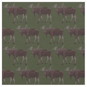 Moose Art Fabric Wildlife Fabric Cotton of Poly Stof