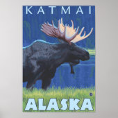 Moose at Night - Katmai, Alaska Poster (Voorkant)