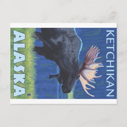 Moose at Night - Ketchikan, Alaska Briefkaart (Voorkant)