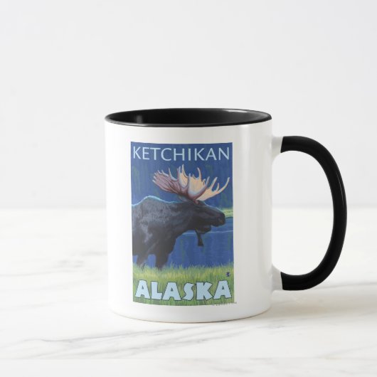 Moose at Night - Ketchikan, Alaska Mok (Rechts)