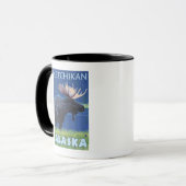 Moose at Night - Ketchikan, Alaska Mok (Voorkant links)