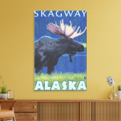 Moose at Night - Skagway, Alaska Canvas Afdruk (Insitu (Woonkamer))