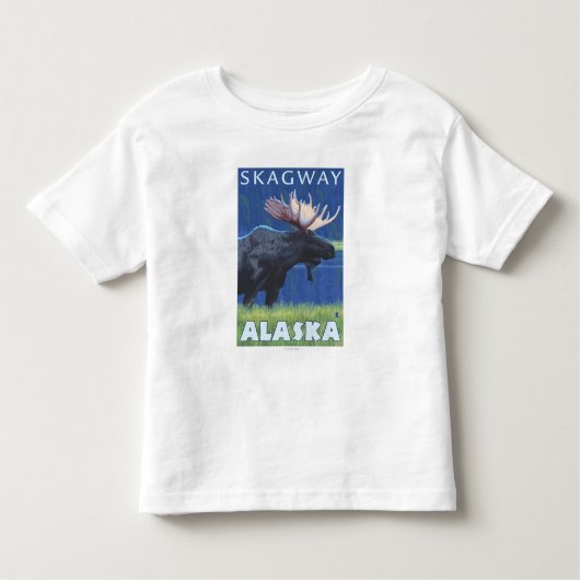 Moose at Night - Skagway, Alaska Kinder Shirts (Voorkant)