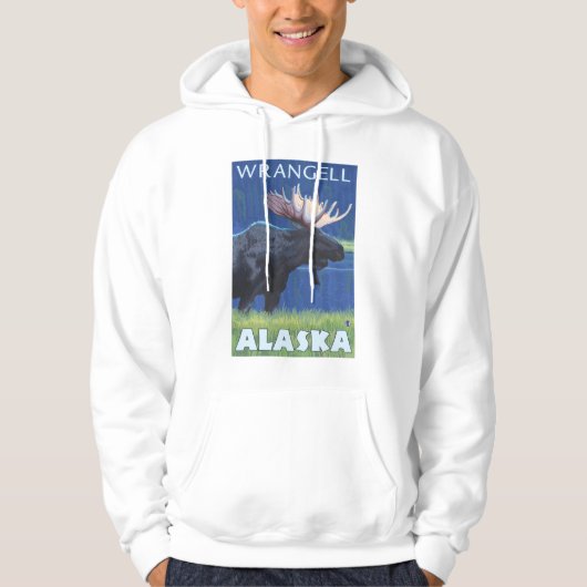 Moose at Night - Wrangell, Alaska Hoodie (Voorkant)