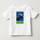 Moose at Night - Yellowstone National Park Kinder Shirts (Voorkant)