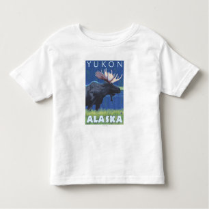 Moose at Night - Yukon, Alaska Kinder Shirts