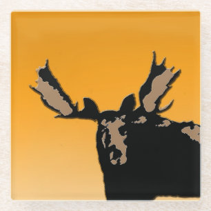 Moose at Sunset - Original Wildlife Art Glazen Onderzetter