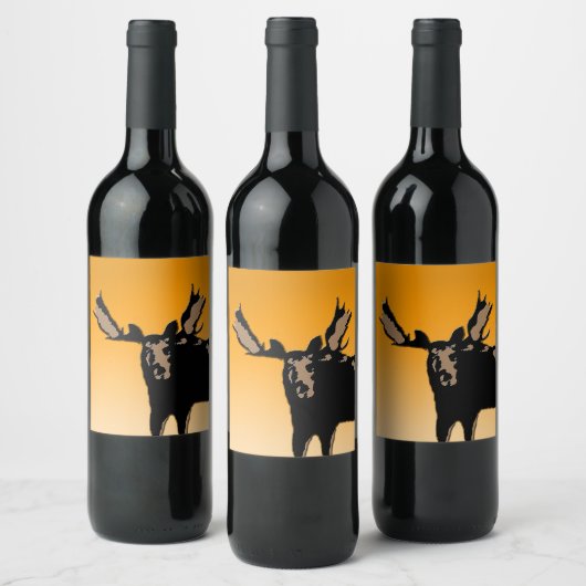 Moose at Sunset - Original Wildlife Art Wijn Etiket (Flessen)