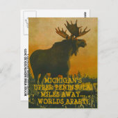 MOOSE AT SUNSET ~ UPPER PENINSULA VOYAGE CARTE POS (Devant / Derrière)