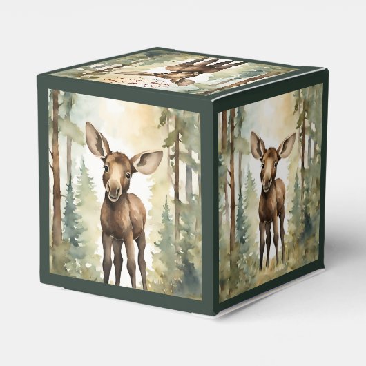 Moose Baby Gender Neutraal Baby shower Bedankdoosjes (Achterkant)