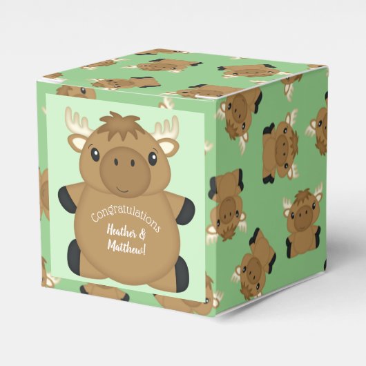 Moose Baby shower Bedankdoosjes (Voorkant Zijde)