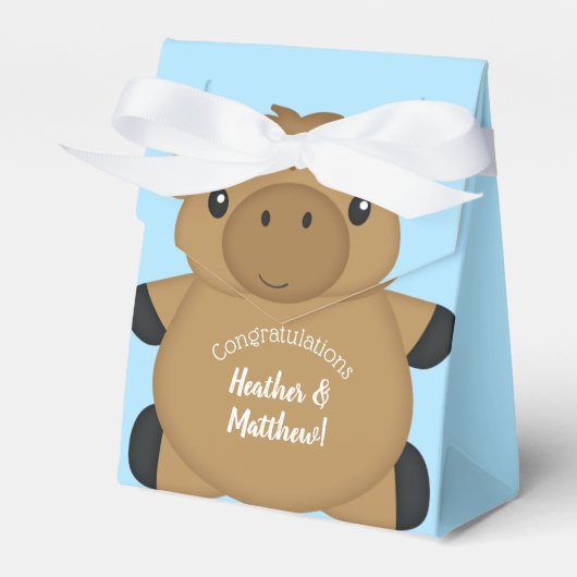 Moose Baby shower Blue Bedankdoosjes (Voorkant Zijde)