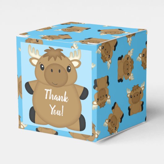 Moose Baby shower Blue Boy Bedankdoosjes (Voorkant Zijde)