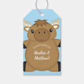 Moose Baby shower Blue Boy Cadeaulabel (Voorkant)