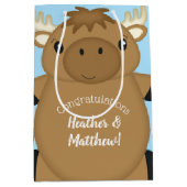 Moose Baby shower Blue Boy Medium Cadeauzakje (Voorkant)