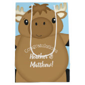 Moose Baby shower Blue Boy Medium Cadeauzakje (Achterkant)