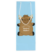 Moose Baby shower Blue Boy Wijn Cadeautas (Achterkant)