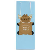 Moose Baby shower Blue Boy Wijn Cadeautas (Voorkant)