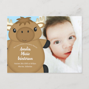 Moose Baby shower Blue Briefkaart