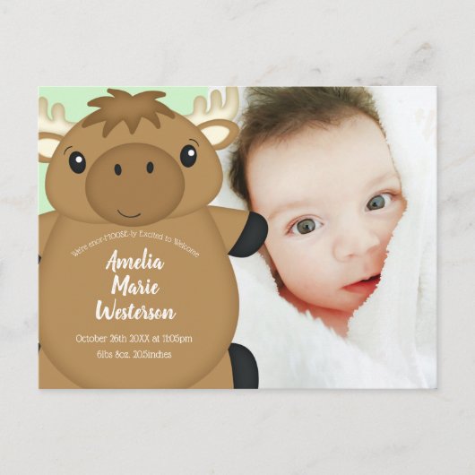 Moose Baby shower Briefkaart (Voorkant)