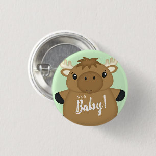 Moose Baby shower Green Ronde Button 3,2 Cm