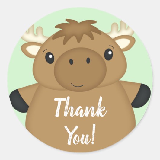 Moose Baby shower Green Ronde Sticker (Voorkant)