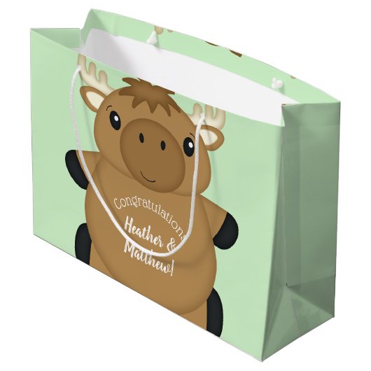 Moose Baby shower Groot Cadeauzakje (Achterkant Gekanteld)