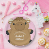 Moose Baby shower Roze Papieren Bordje (Feest)