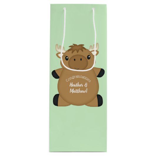 Moose Baby shower Wijn Cadeautas (Voorkant)