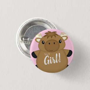 Moose Baby shower Woodland Ronde Button 3,2 Cm