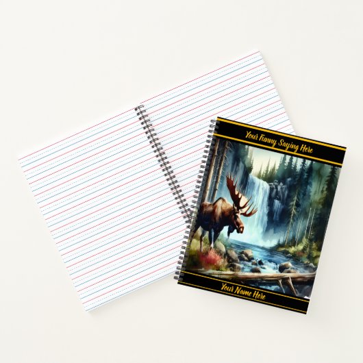 Moose bij een herfst waterval notitieboek (Binnen)