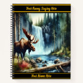 Moose bij een herfst waterval notitieboek (Voorkant)