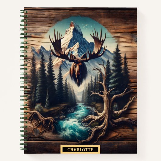 Moose bij een rustige bergrivier notitieboek (Voorkant)