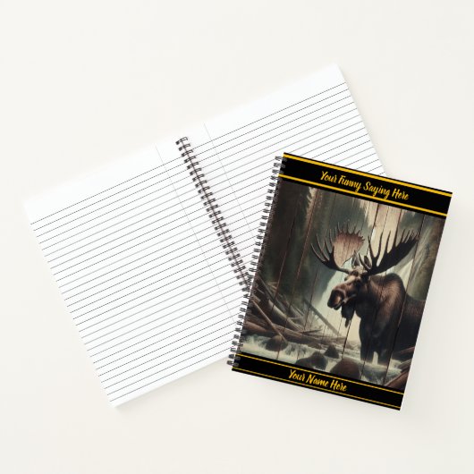 Moose bij een rustige bosstroom notitieboek (Binnen)