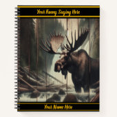 Moose bij een rustige bosstroom notitieboek (Voorkant)