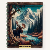 Moose bij een vredige rivier in de schemering notitieboek (Voorkant)