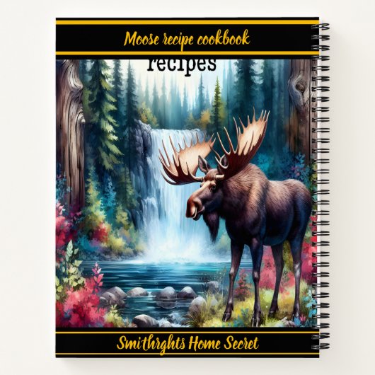 Moose bij een vredige waterval notitieboek (Achterkant)