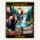 Moose bij een waterval en levendige bomen notitieboek (Voorkant)