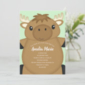 Moose Birthday Party Green Kaart (Staand voorkant)