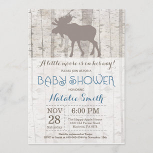 Moose Boy Baby shower Invitation Rustic Woodland Kaart
