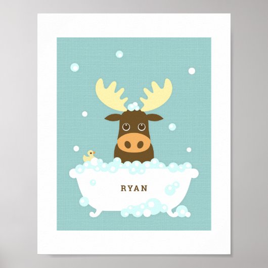 Moose Bubble Bath Poster Print (Voorkant)