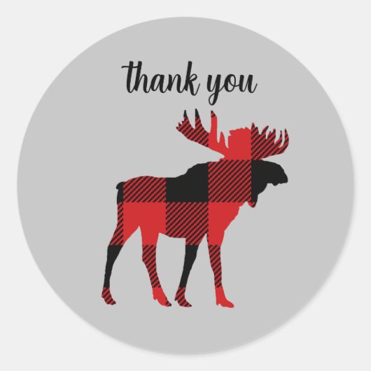 Moose Buffalo Check Bedankt Ronde Sticker (Voorkant)