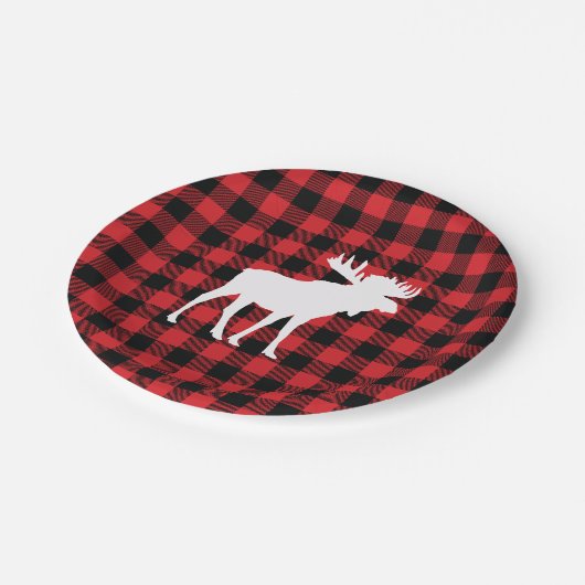 Moose Buffalo Check Wilderness Cabin Papieren Bordje (Gekanteld)